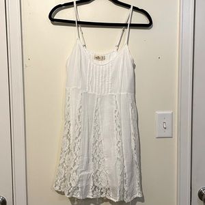 Hollister White Spaghetti Strap Dress with Lace Details (Size S)